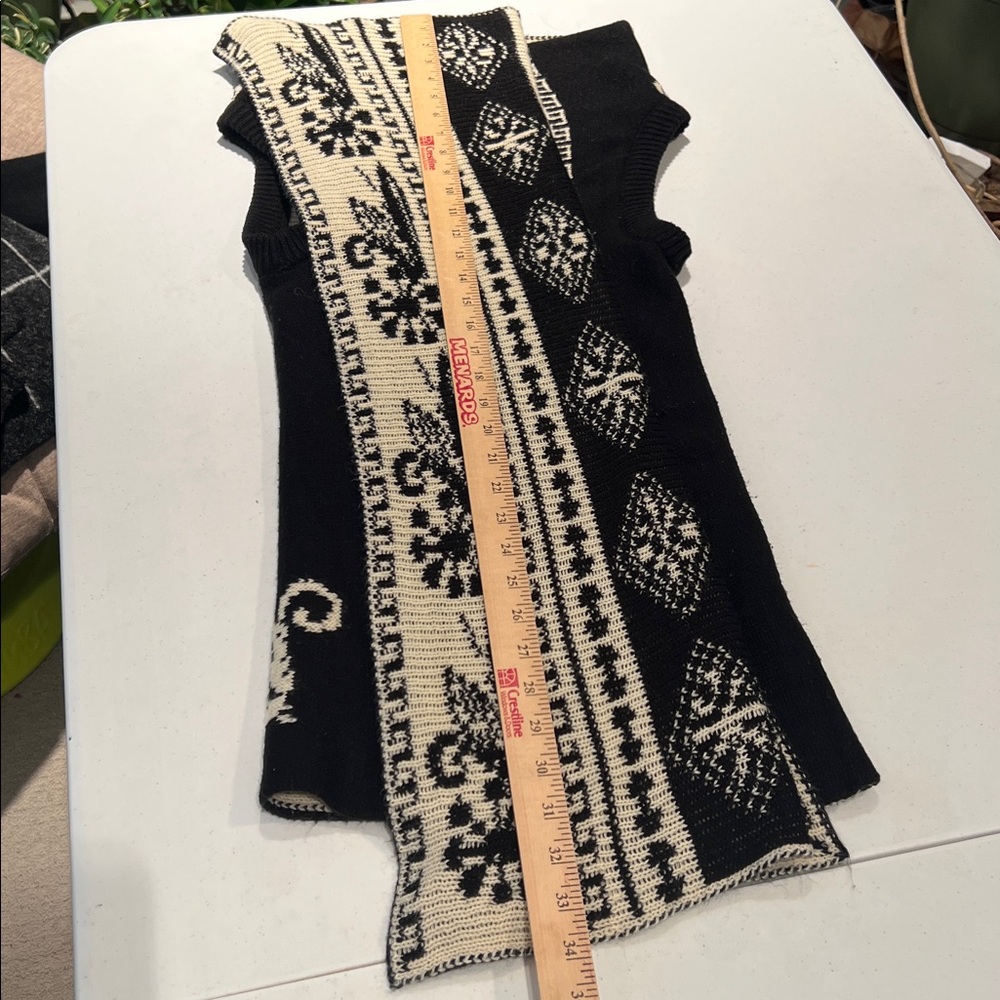 Ci Sono Black and Cream Knit Sleeveless Open Front Draping Cardigan Vest M/L - Picture 7 of 7